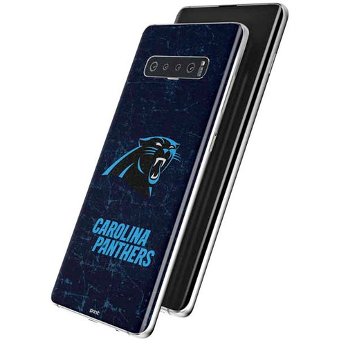NFL Carolina Panthers Distressed Galaxy S10 Plus Skin