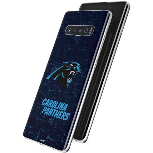 NFL Carolina Panthers Distressed Galaxy S10 Skin