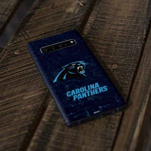 NFL Carolina Panthers Distressed Galaxy S10 Skin