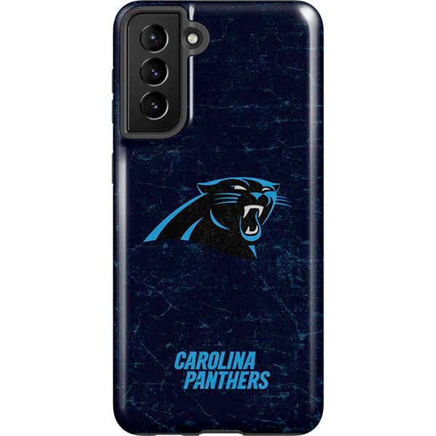 NFL Carolina Panthers Distressed Galaxy S21 FE Pro Case