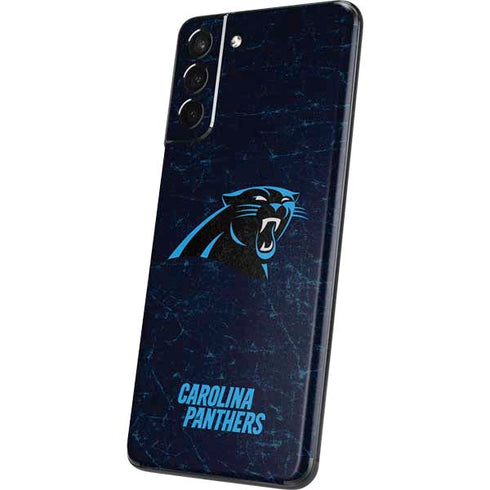 NFL Carolina Panthers Distressed Galaxy S21 Plus 5G Skin
