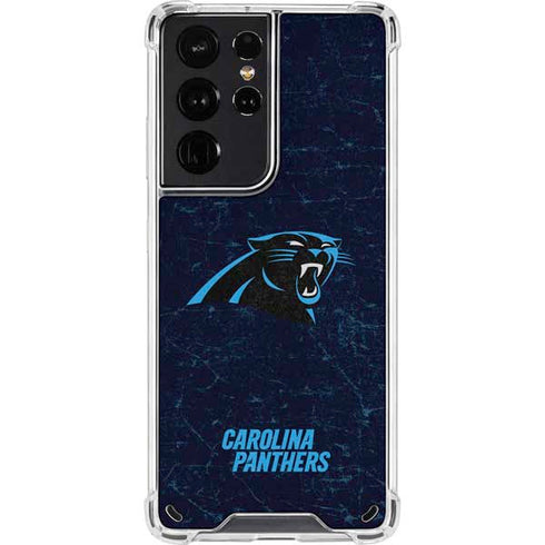 NFL Carolina Panthers Distressed Galaxy S21 Ultra 5G Clear Case