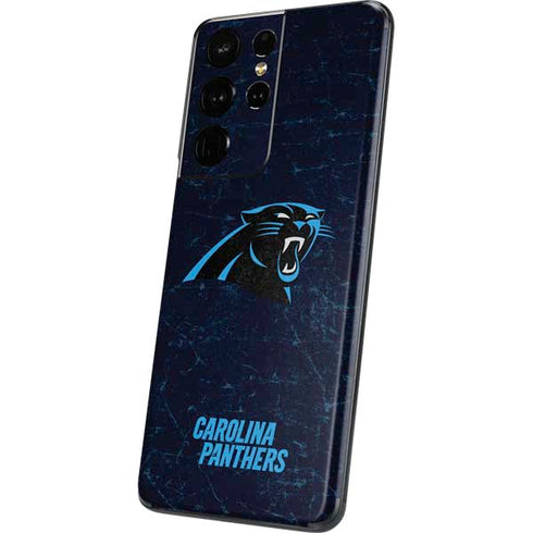 NFL Carolina Panthers Distressed Galaxy S21 Ultra 5G Skin