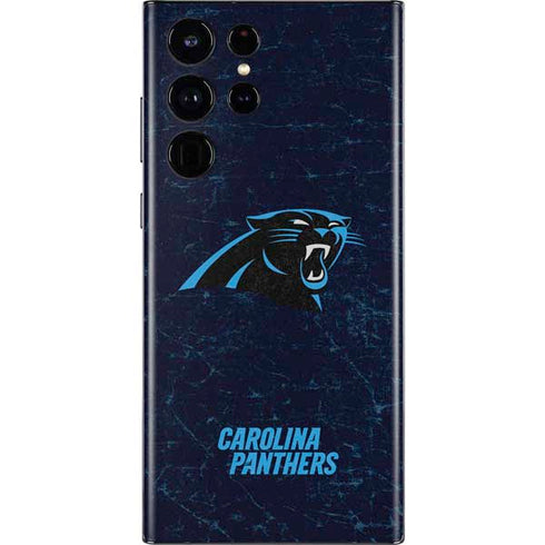 NFL Carolina Panthers Distressed Galaxy S22 Ultra Skin