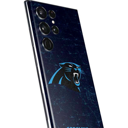 NFL Carolina Panthers Distressed Galaxy S22 Ultra Skin