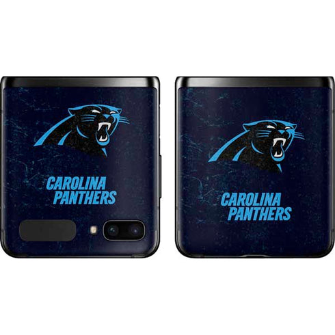 NFL Carolina Panthers Distressed Galaxy Z Flip Skin