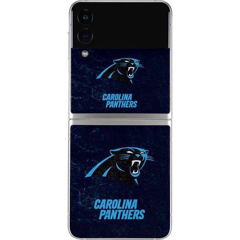 NFL Carolina Panthers Distressed Galaxy Z Flip4 5G Skin