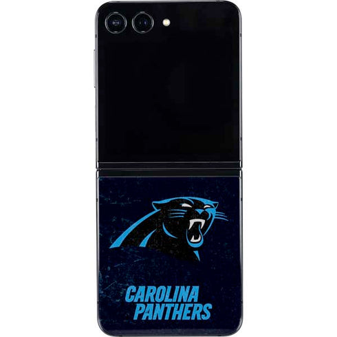 NFL Carolina Panthers Distressed Galaxy Z Flip5 5G Skin