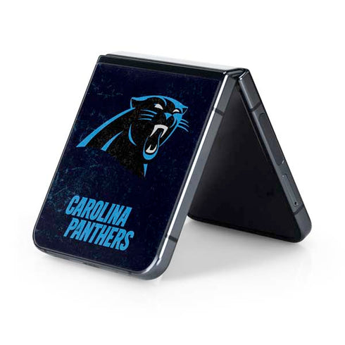 NFL Carolina Panthers Distressed Galaxy Z Flip5 5G Skin