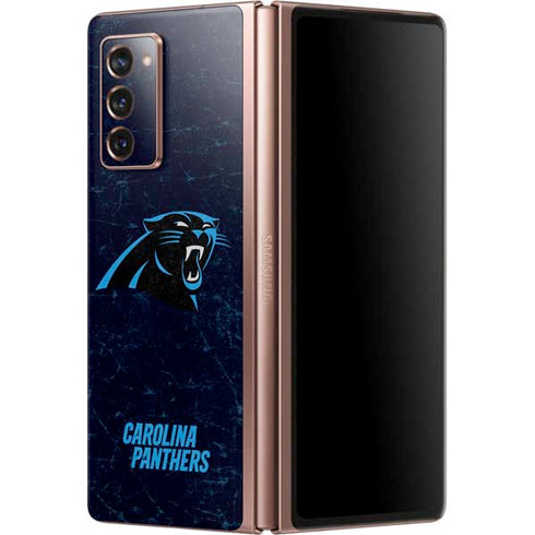 NFL Carolina Panthers Distressed Galaxy Z Fold2 5G Skin