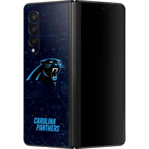 NFL Carolina Panthers Distressed Galaxy Z Fold3 5G Skin