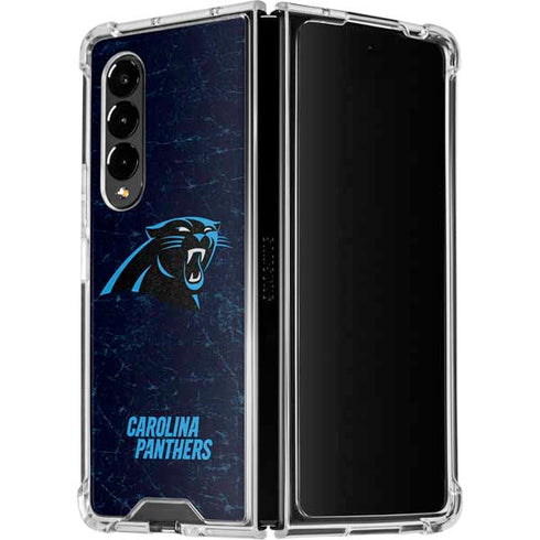 NFL Carolina Panthers Distressed Galaxy Z Fold4 5G Clear Case