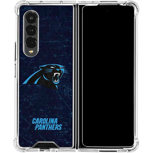 NFL Carolina Panthers Distressed Galaxy Z Fold4 5G Clear Case