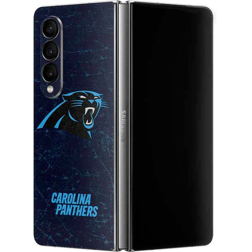 NFL Carolina Panthers Distressed Galaxy Z Fold4 5G Skin