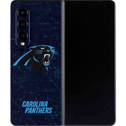 NFL Carolina Panthers Distressed Galaxy Z Fold4 5G Skin