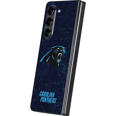NFL Carolina Panthers Distressed Galaxy Z Fold5 5G Skin