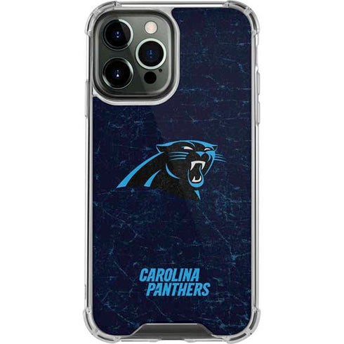 NFL Carolina Panthers Distressed iPhone 14 Pro Max Clear Case
