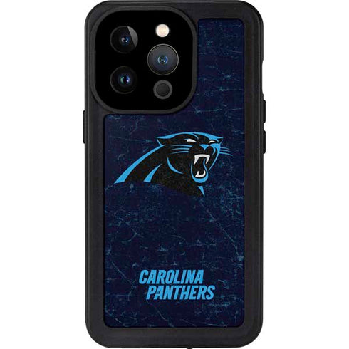 NFL Carolina Panthers Distressed iPhone 14 Pro Waterproof Case