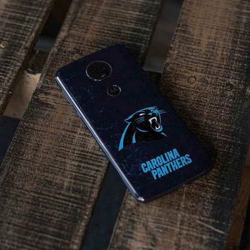 NFL Carolina Panthers Distressed Moto E5 Plus Skin