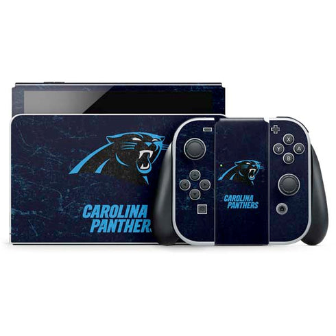 NFL Carolina Panthers Distressed Nintendo Switch OLED (2021) Skin