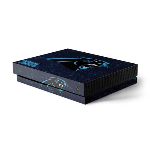 NFL Carolina Panthers Distressed Xbox One X Console Skin