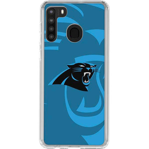 NFL Carolina Panthers Double Vision Galaxy A21 Clear Case