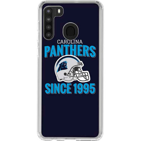 NFL Carolina Panthers Helmet Galaxy A21 Clear Case
