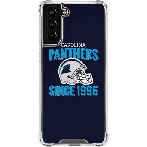 NFL Carolina Panthers Helmet Galaxy S21 FE Clear Case