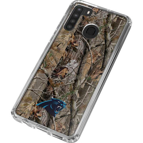 NFL Carolina Panthers Realtree AP Camo Galaxy A21 Clear Case