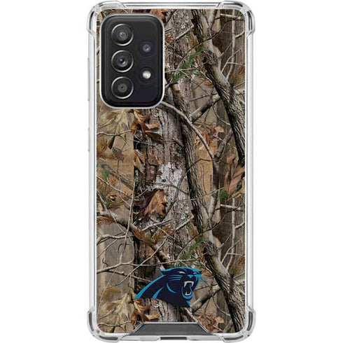 NFL Carolina Panthers Realtree AP Camo Galaxy A52 5G Clear Case