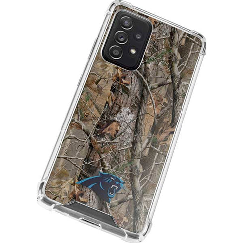 NFL Carolina Panthers Realtree AP Camo Galaxy A72 5G Clear Case