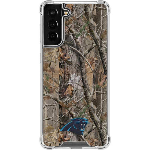 NFL Carolina Panthers Realtree AP Camo Galaxy S21 FE Clear Case