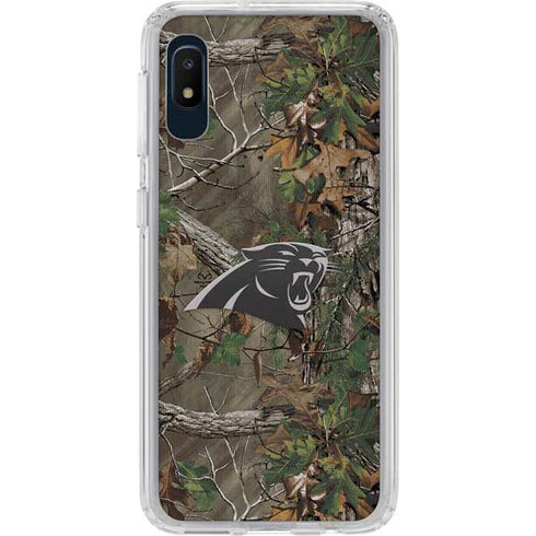 NFL Carolina Panthers Realtree Xtra Green Camo Galaxy A10e Clear Case