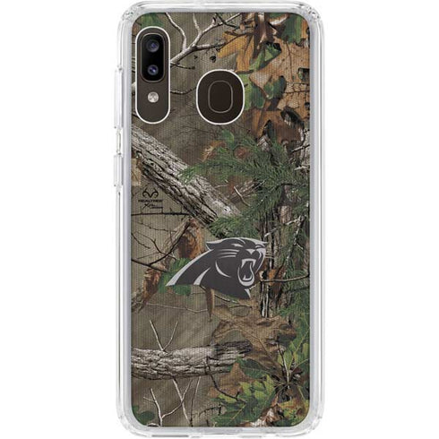 NFL Carolina Panthers Realtree Xtra Green Camo Galaxy A20 Clear Case