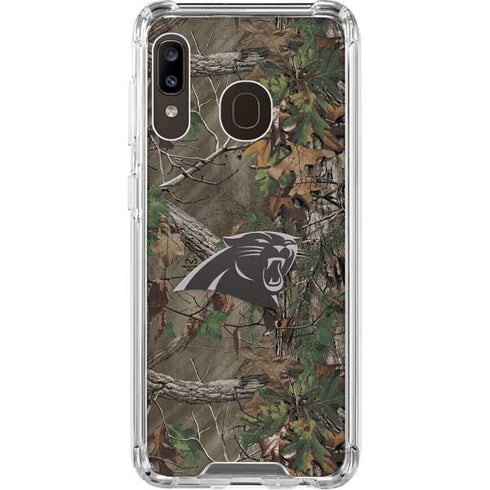 NFL Carolina Panthers Realtree Xtra Green Camo Galaxy A30 Clear Case