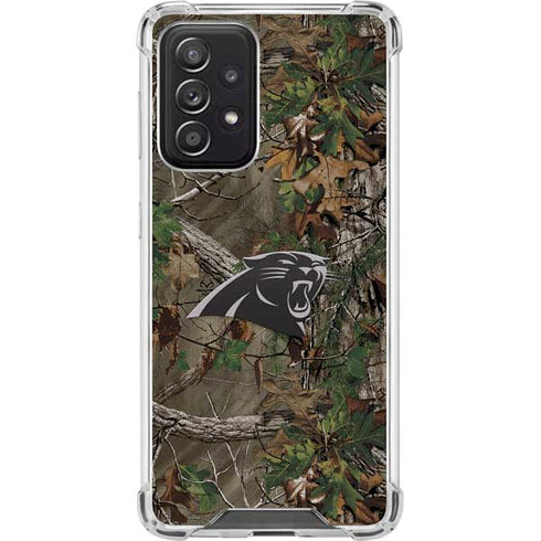 NFL Carolina Panthers Realtree Xtra Green Camo Galaxy A52 5G Clear Case