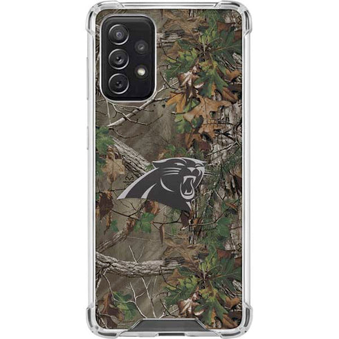 NFL Carolina Panthers Realtree Xtra Green Camo Galaxy A72 5G Clear Case