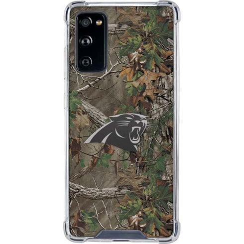 NFL Carolina Panthers Realtree Xtra Green Camo Galaxy S20 FE Clear Case