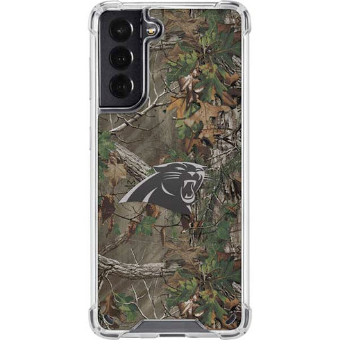 NFL Carolina Panthers Realtree Xtra Green Camo Galaxy S21 5G Clear Case