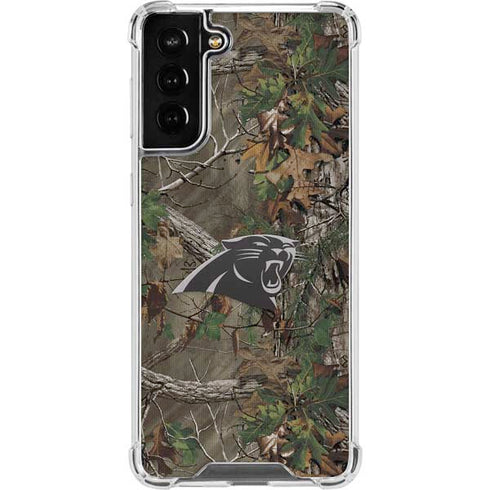 NFL Carolina Panthers Realtree Xtra Green Camo Galaxy S21 FE Clear Case