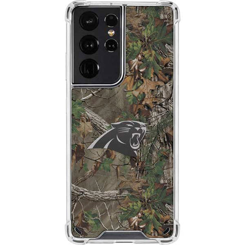 NFL Carolina Panthers Realtree Xtra Green Camo Galaxy S21 Ultra 5G Clear Case