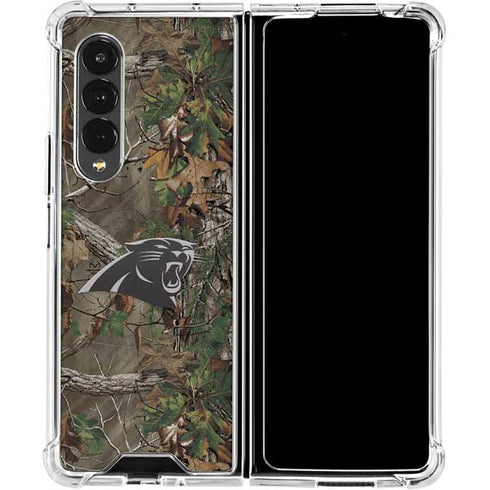 NFL Carolina Panthers Realtree Xtra Green Camo Galaxy Z Fold4 5G Clear Case
