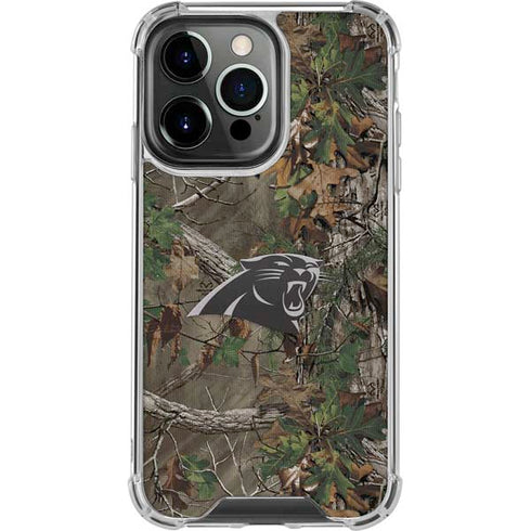 NFL Carolina Panthers Realtree Xtra Green Camo iPhone 14 Pro Clear Case