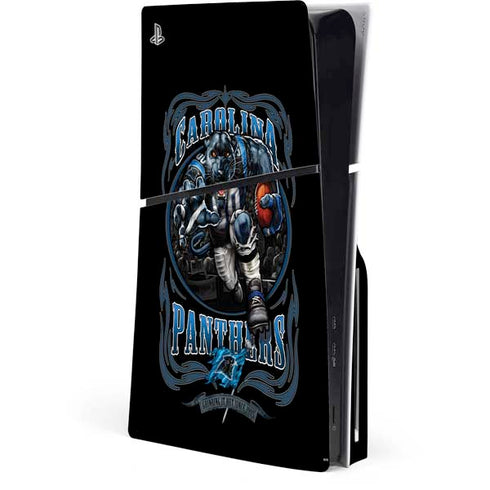 Liquid Blue NFL Carolina Panthers Running Back PS5 Slim Disk Console Skin