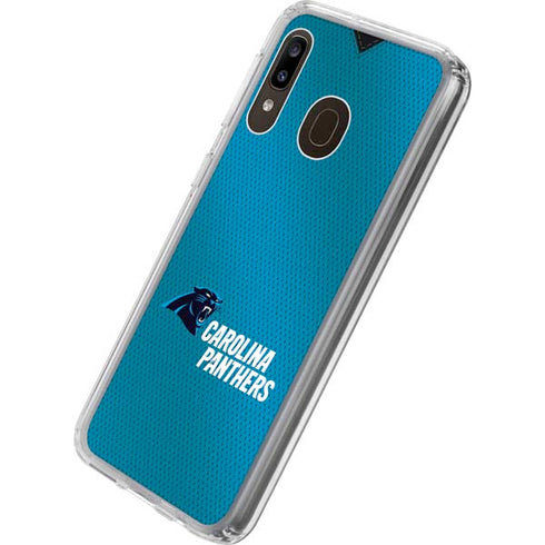 NFL Carolina Panthers Team Jersey Galaxy A20 Clear Case