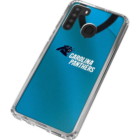 NFL Carolina Panthers Team Jersey Galaxy A21 Clear Case
