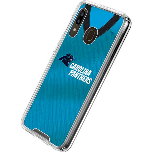 NFL Carolina Panthers Team Jersey Galaxy A30 Clear Case