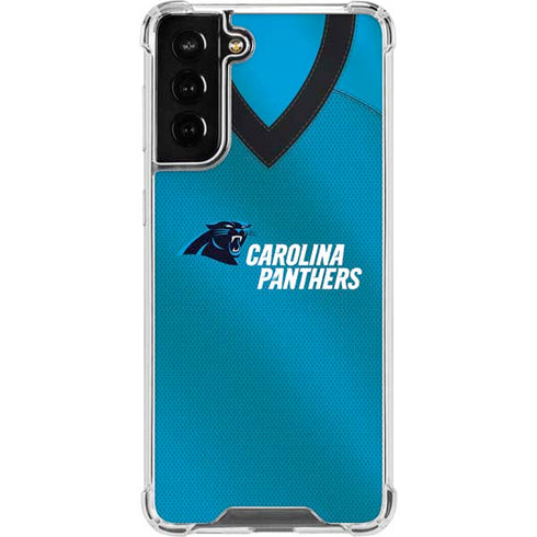 NFL Carolina Panthers Team Jersey Galaxy S21 FE Clear Case