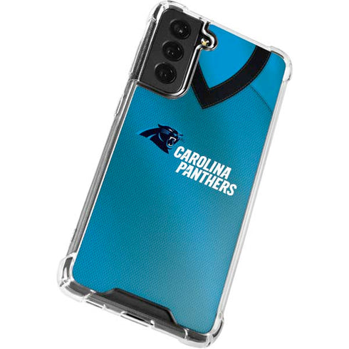 NFL Carolina Panthers Team Jersey Galaxy S21 FE Clear Case
