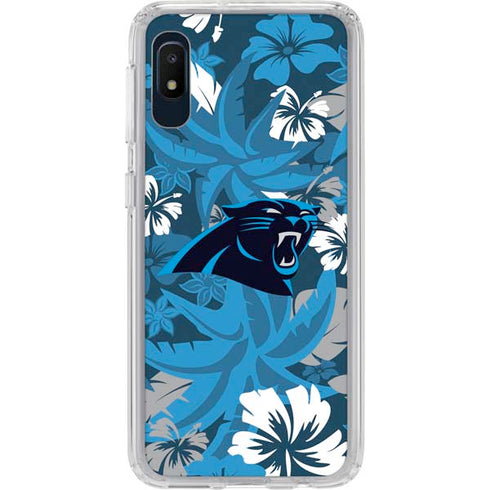 NFL Carolina Panthers Tropical Print Galaxy A10e Clear Case